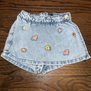 H&M baby girl denim skirt with embroidered flowers